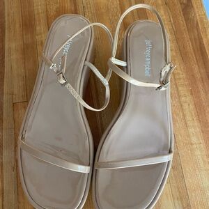 Jeffrey Campbell Tan Flat Sandals with Ankle Strap
